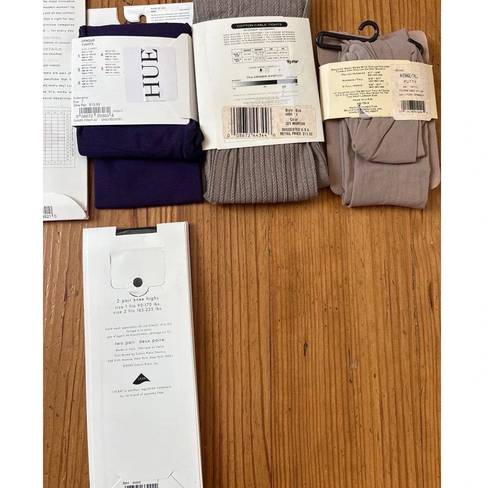 HUE Calvin Klein Heiress Tights Thigh Highs Bundle Women Multicolor Mixed SIZE 2
